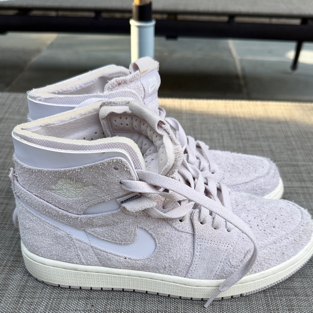 Nike Women’s Air Jordan 1      Zoom Air High-Top Suede Sneakers - Pale Lavender